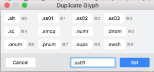 duplicate glyph